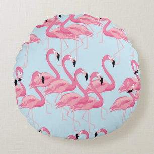 Flamingo Flock: tropische print Rond Kussen
