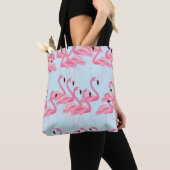 Flamingo Flock: tropische print Tote Bag (Dichtbij)