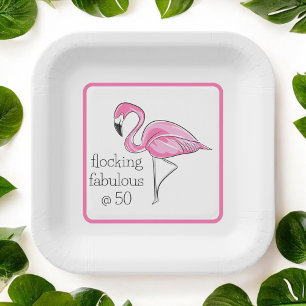 Flamingo Flocking beroemd gemaakt door Fifty Borde Papieren Bordje