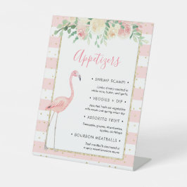 Flamingo Floral Appetizer Buffet party sign Reclamebord Met Voetstuk