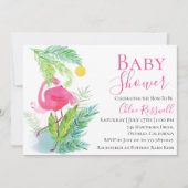 Flamingo Floral Baby shower Invitation Kaart (Voorkant)