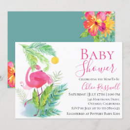Flamingo Floral Baby shower Invitation Kaart