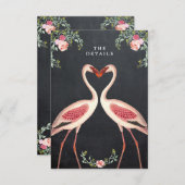flamingo floral bruilotdetails informatiekaart informatiekaartje (Voorkant / Achterkant)