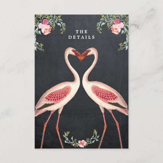 flamingo floral bruilotdetails informatiekaart informatiekaartje (Voorkant)