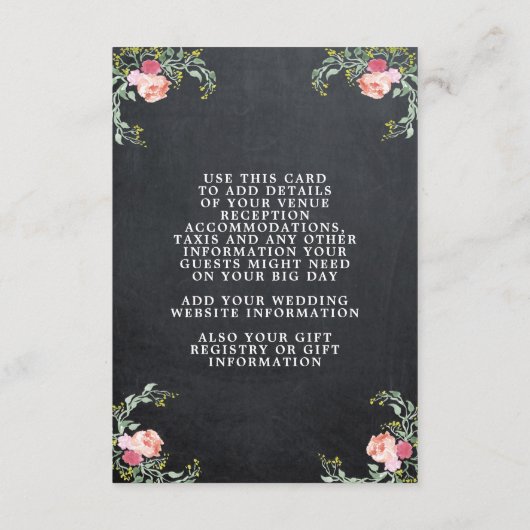 flamingo floral bruilotdetails informatiekaart informatiekaartje (Achterkant)