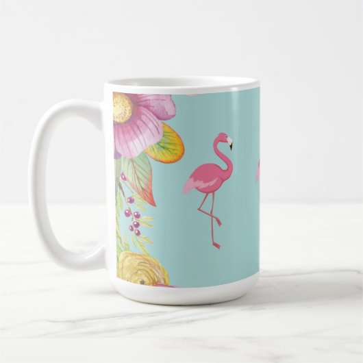 Flamingo Floral Coffee Mok (Links)