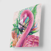 Flamingo Floral Hawaiian Funny Schattigee wandklok (Hoek)