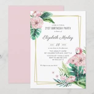 Flamingo Floral Lijst Birthday Kaart