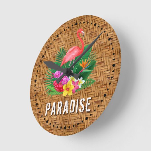 Flamingo Floral Paradise Ronde Klok (Hoek)