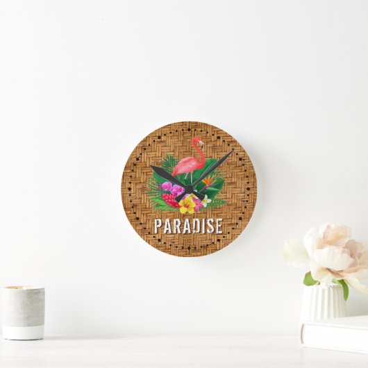 Flamingo Floral Paradise Ronde Klok (Huis)