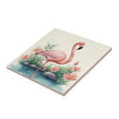Flamingo Floral Pink Bird Tegeltje (Zijkant)