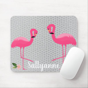 FLAMINGO FLORAL SILVER GRAY LEOPARD MUISMAT