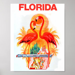 Flamingo  Florida Travel Poster