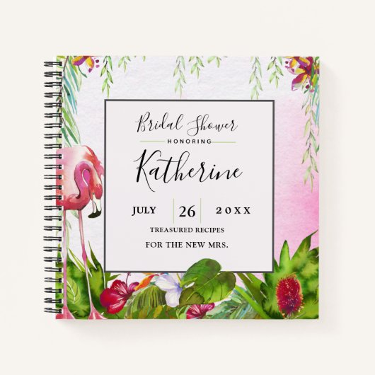 Flamingo Florida Tropische Bloemen Notitieboek (Voorkant)