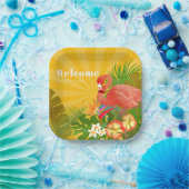 Flamingo Florida Welcome Yellow Orange Papieren Bordje (Feest)