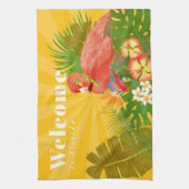 Flamingo Florida Welcome Yellow Orange Theedoek (Verticaal)