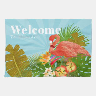 Flamingo Florida Welkom Blauw Theedoek