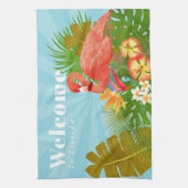 Flamingo Florida Welkom Blauw Theedoek (Verticaal)