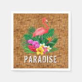 Flamingo Flowers op Wicker Pattern Servet (Voorkant)