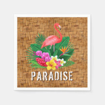 Flamingo Flowers op Wicker Pattern