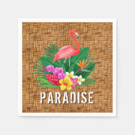 Flamingo Flowers op Wicker Pattern Servet