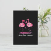 Flamingo Flowers Pink Ribbon Breast Cancer Awarene Kaart (Staand voorkant)