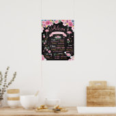 Flamingo Flowers Summer Luau Birthday-teken Poster (Keuken)