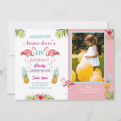 Flamingo Foto Ananas Tropische Aloha Verjaardag Kaart (Voorkant)