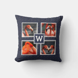 FLAMINGO Foto Collage Monogram Blue Kussen