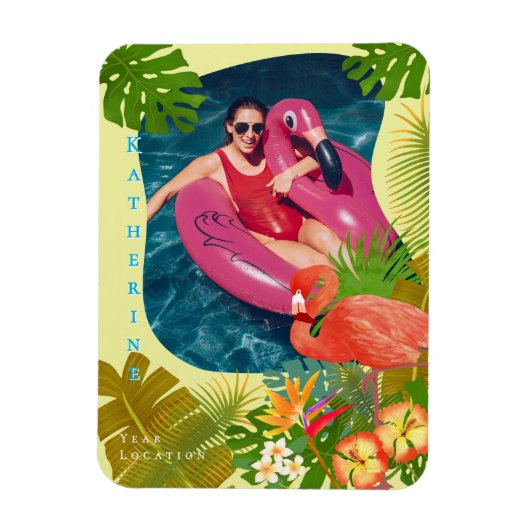 Flamingo Foto Tropisch Geel Magneet (Verticaal)