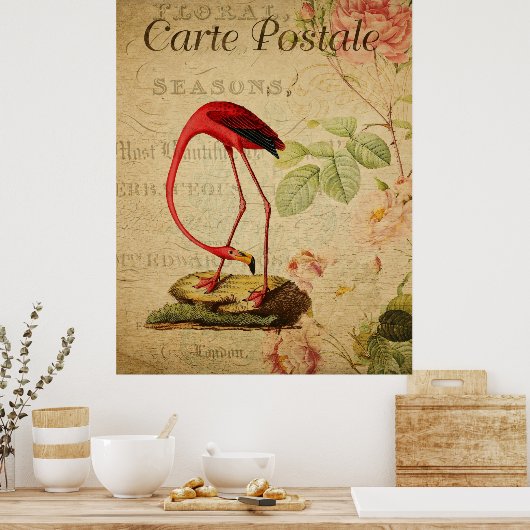 Flamingo  Frans Briefkaart Poster (Keuken)