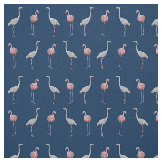 Flamingo Frenzy Fabric (Marine) Stof (Swatch)