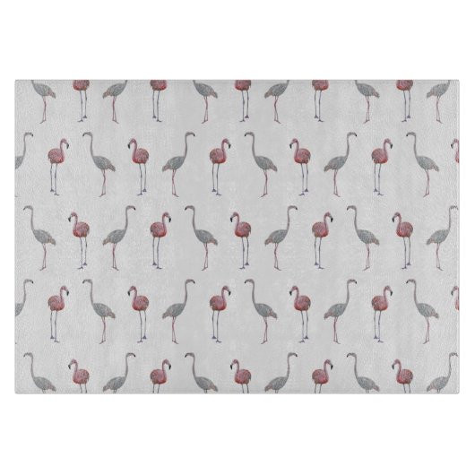 Flamingo Frenzy glazen snijplank (kies kleur) (Voorkant)