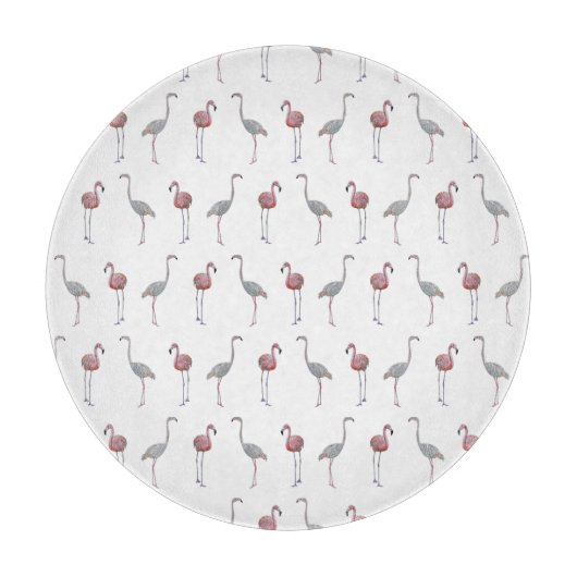 Flamingo Frenzy glazen snijplank (kies kleur) (Voorkant)