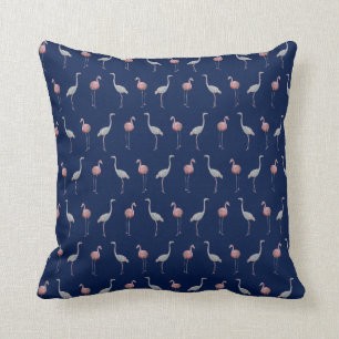 Flamingo Frenzy Pillow (Navy Blue) Kussen