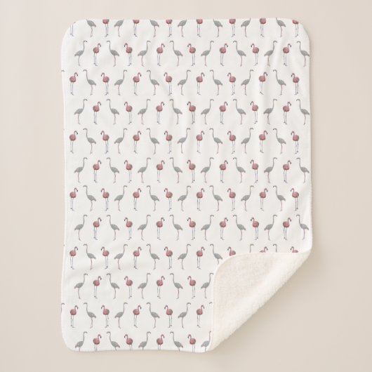 Flamingo Frenzy Sherpa Blanket (kies Kleur) Sherpa Deken (Voorkant)