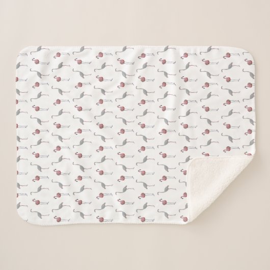 Flamingo Frenzy Sherpa Blanket (kies Kleur) Sherpa Deken (Voorkant (horizontaal))
