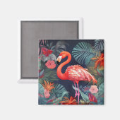 Flamingo Frenzy: Vierkante ijskastmagneet Magneet (Voorkant / Achterkant)