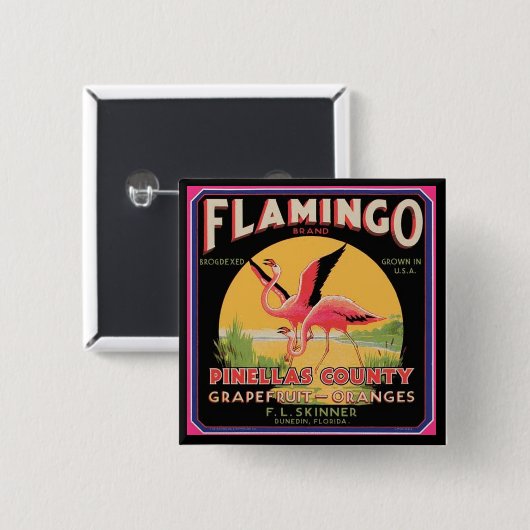 Flamingo Fruit Crate Label Button Pin (Voorkant /achterkant)