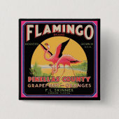 Flamingo  Fruit Crate Label Button Pin (Voorkant)