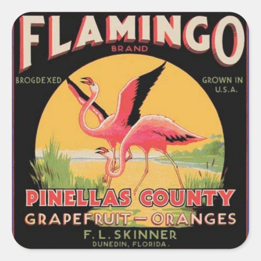 Flamingo  Fruit Crate Label Sticker (Voorkant)