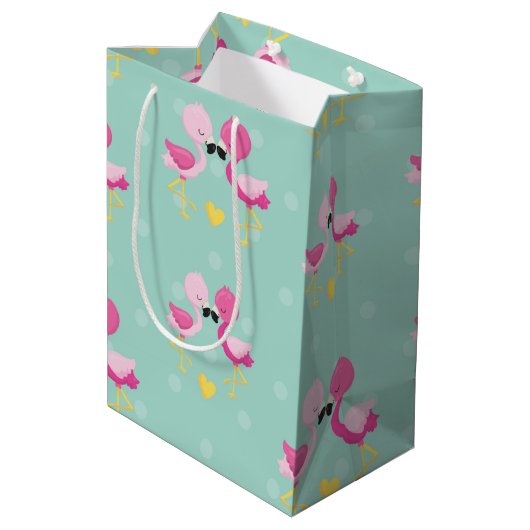 Flamingo Fun Design 1 Medium Cadeauzakje (Achterkant Gekanteld)