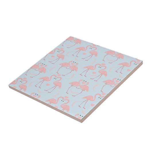 Flamingo Fun Pink en Blue Tegeltje (Zijkant)