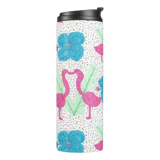 Flamingo Fun Print Colorful Tropical Tumbler Thermosbeker (Gedraaid links)