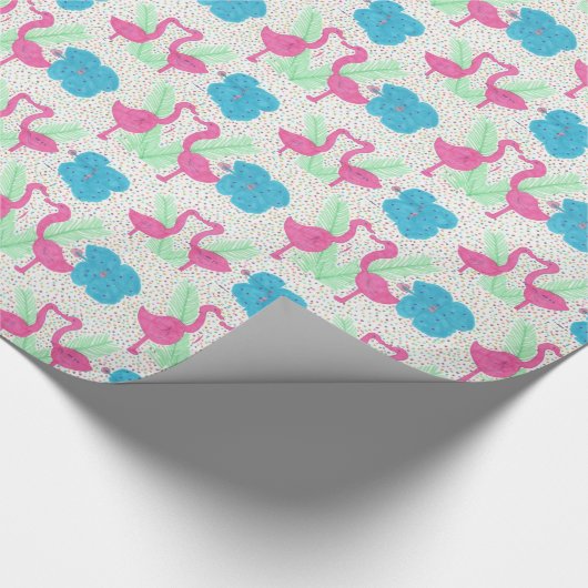 Flamingo Fun Tropical Pattern Cadeaupapier (Hoek)