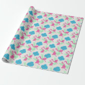 Flamingo Fun Tropical Pattern Cadeaupapier (Uitgerold)