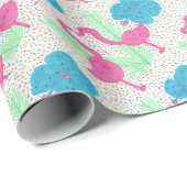 Flamingo Fun Tropical Pattern Cadeaupapier (Rol Hoek)