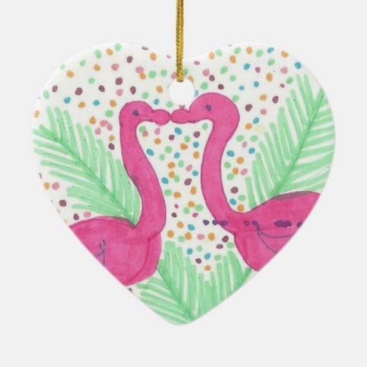 Flamingo Fun Tropical Pattern Keramisch Ornament (Achterkant)