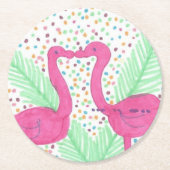 Flamingo Fun Tropical Pattern Ronde Kartonnen Onderzetter (Voorkant)