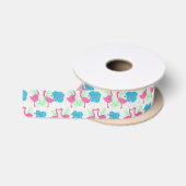 Flamingo Fun Tropical Pattern Satijnen Lint (Spoel)